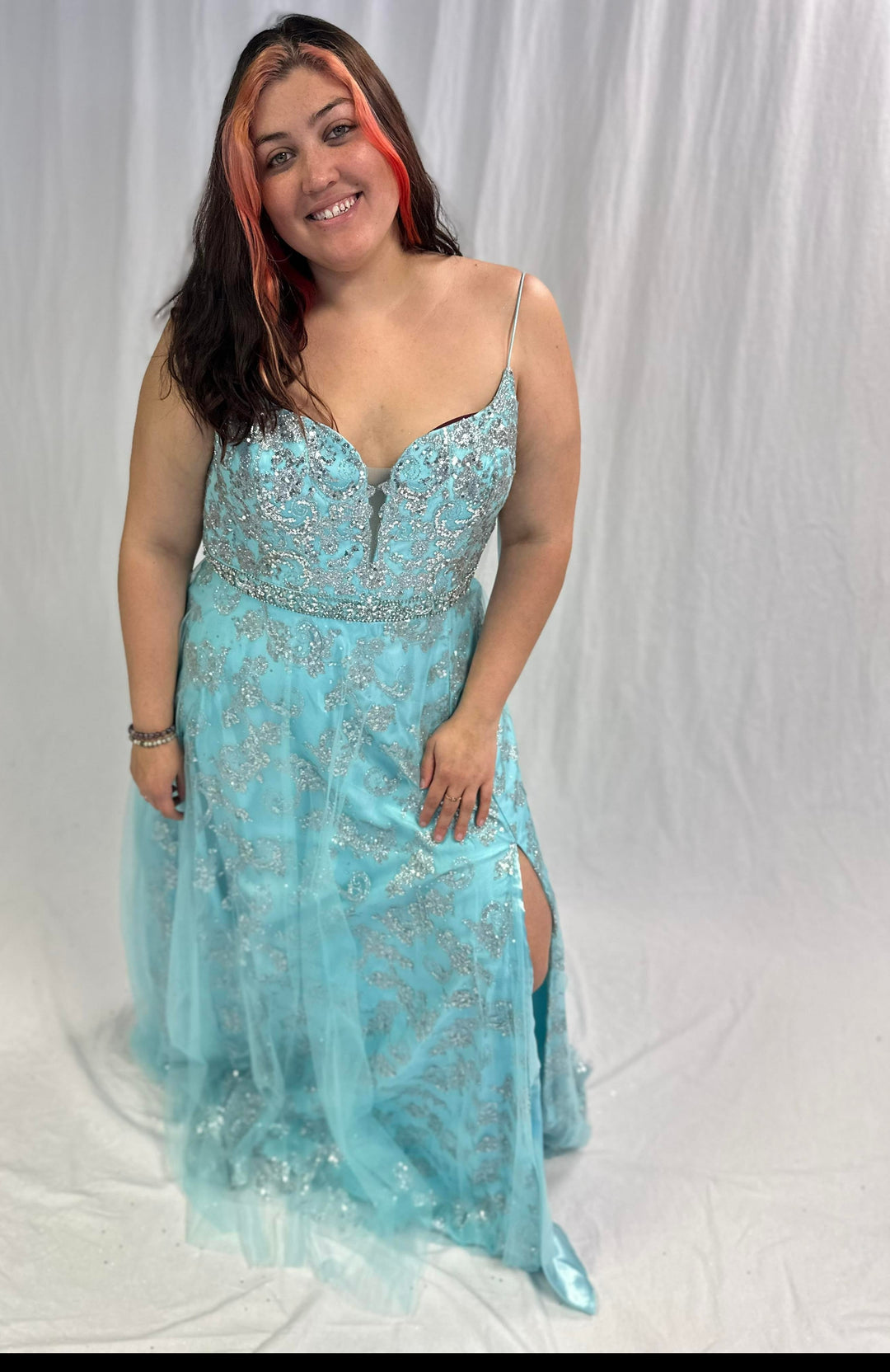 Sky Blue Glitter Formal Gown (size 16-18)