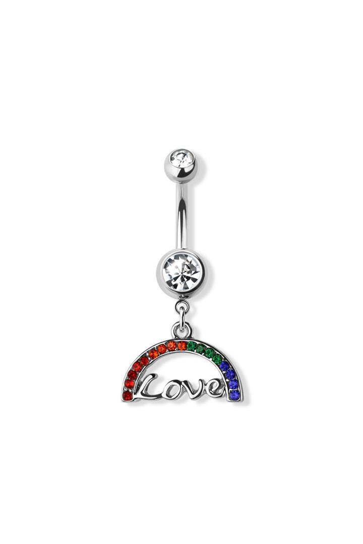 Silver Rainbow Love Surgical Steel Navel Ring - The Bee Boutiques