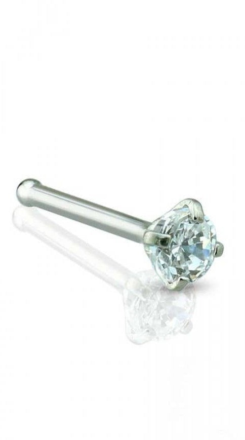 Single Clear Gem 20ga Surgical Steel Nose Stud - The Bee Boutiques
