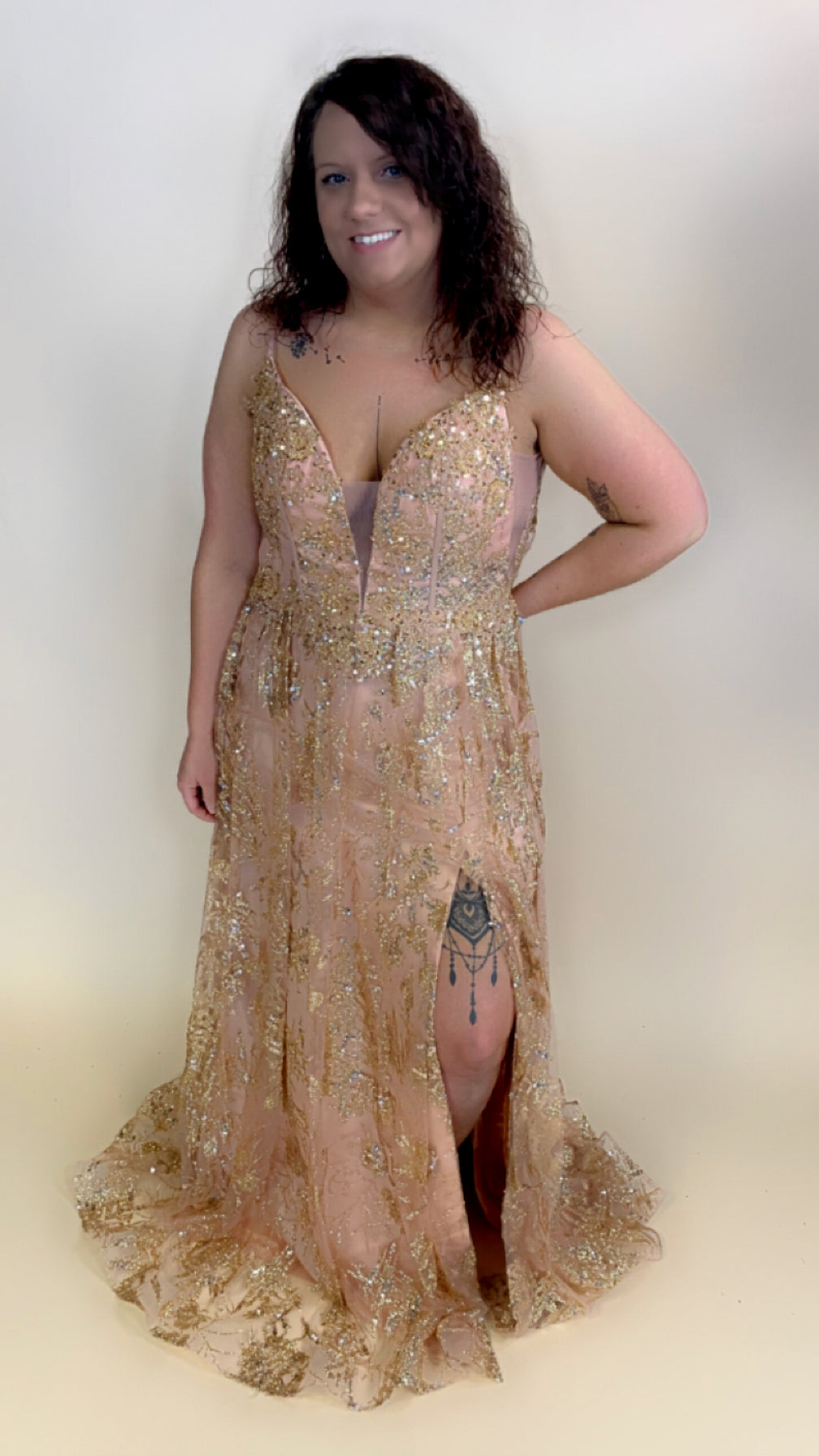 Rose Gold Glitter Formal Dress (SIZE 10/12)