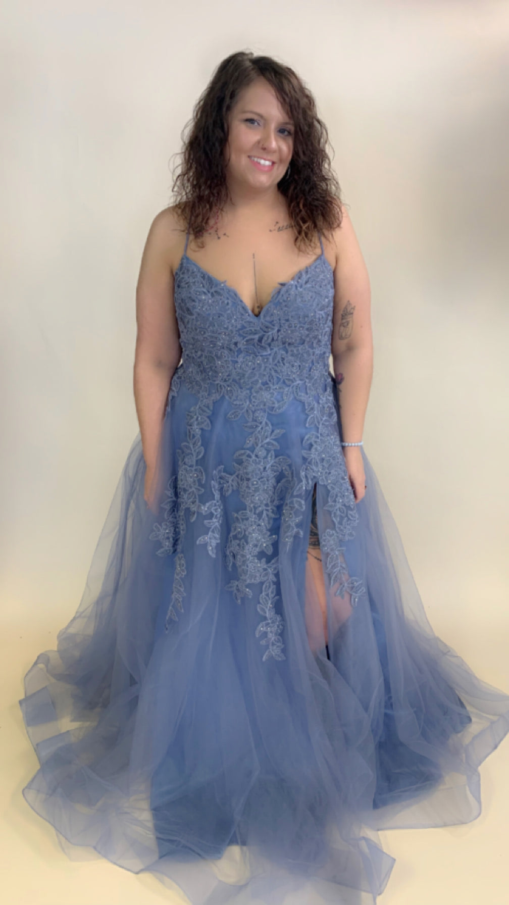 Dusty Blue Sequin Formal Gown (Size 16)